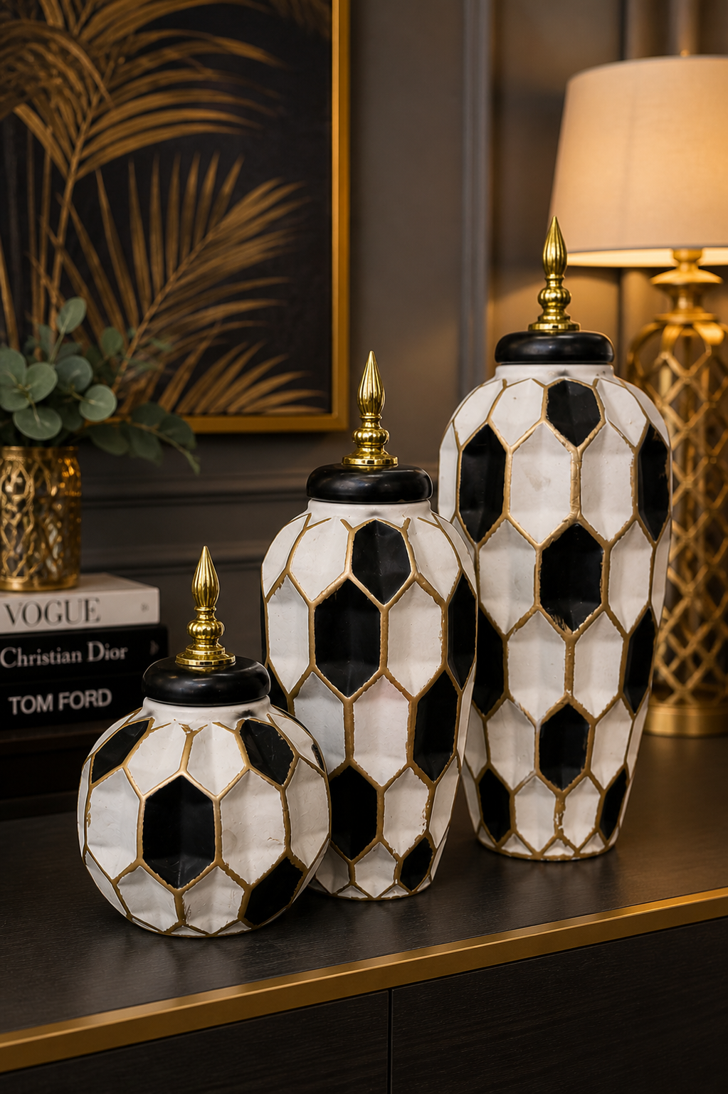 Luxury Ceramic Decorative Jar Set with Lid