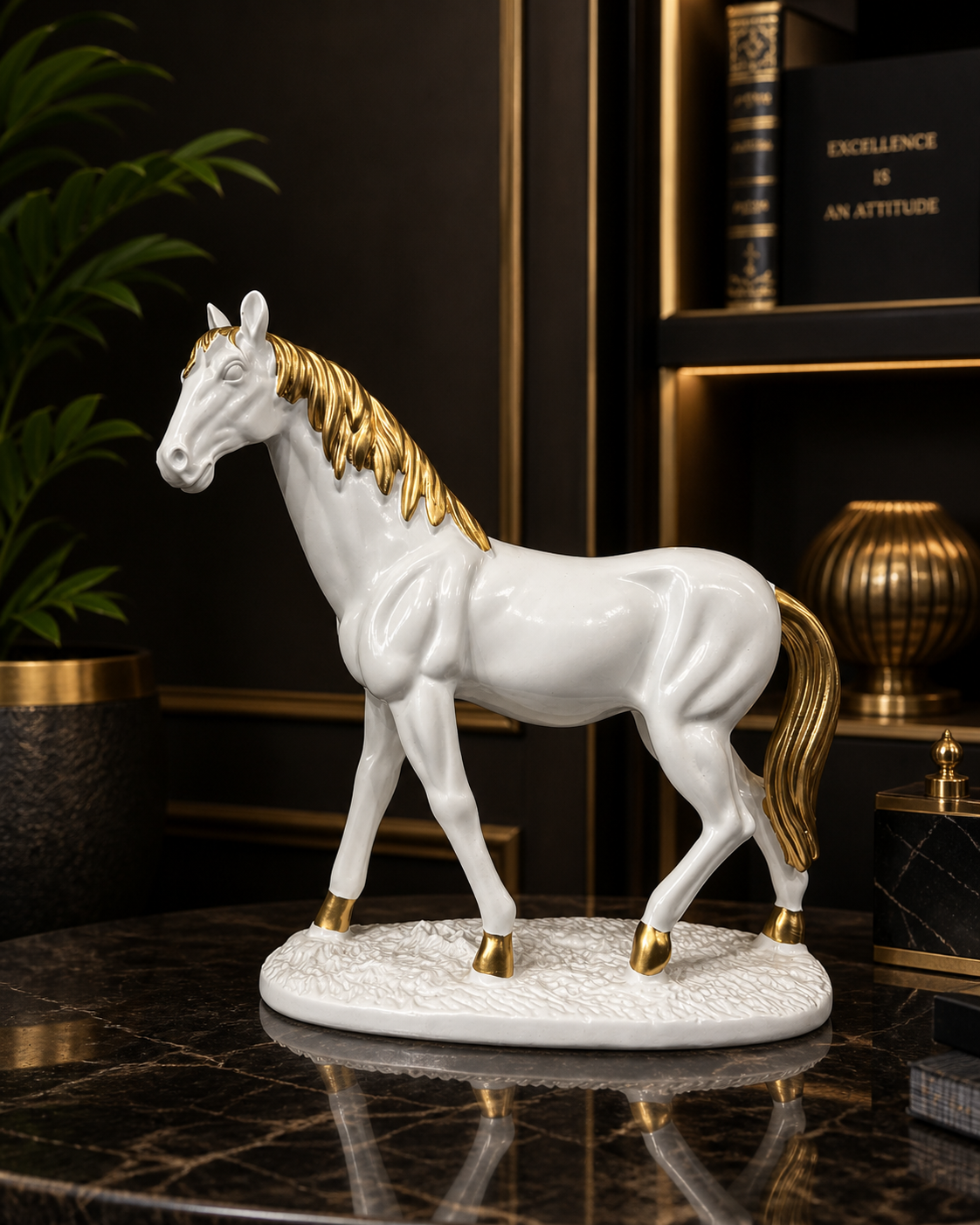 Black or white Gold Horse Statue – Luxury Decorative Horse Sculpture