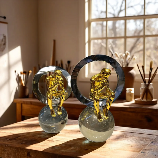 Crystal Bowl With Golden Man