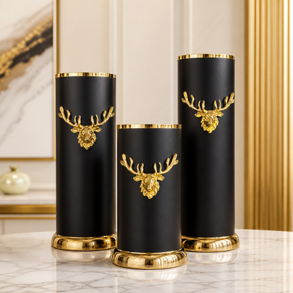 Luxury Black and Gold Decorative Vase Set