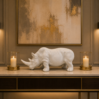 Luxury Ceramic Rhinoceros Sculpture