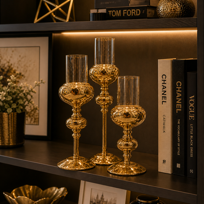 Luxury Gold Candle Holders Set of 3