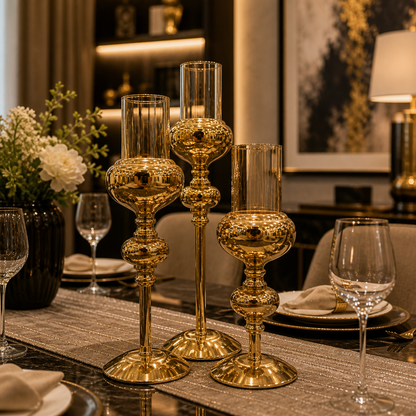 Luxury Gold Candle Holders Set of 3