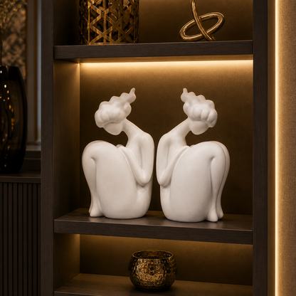 Modern Abstract Couple Sculpture Set