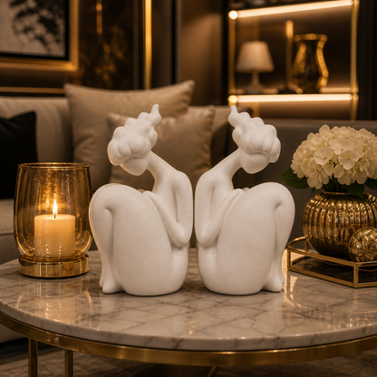 Modern Abstract Couple Sculpture Set