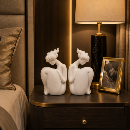 Modern Abstract Couple Sculpture Set