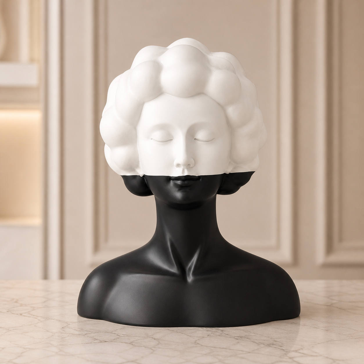 Modern Half-Face Lady Bust Sculpture