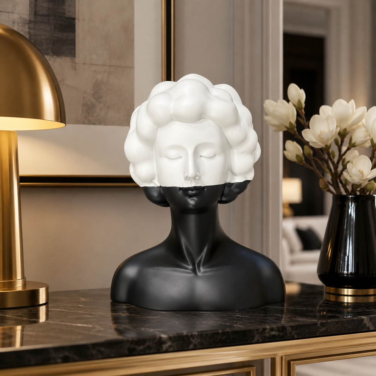 Modern Half-Face Lady Bust Sculpture
