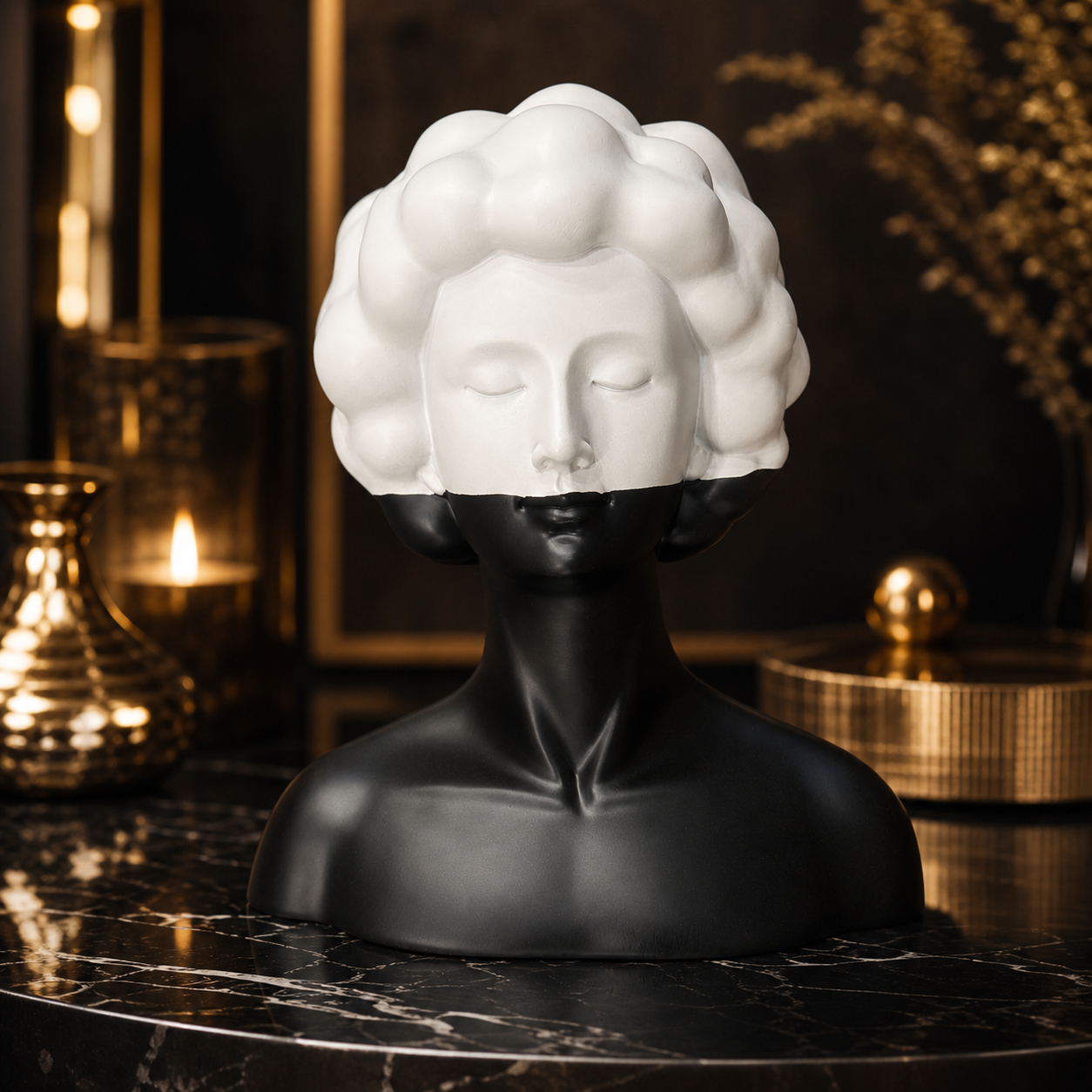 Modern Half-Face Lady Bust Sculpture