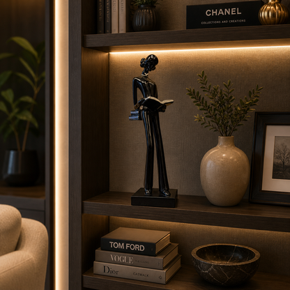 Modern Reading Figurine Set – Black and White Decorative Book Lover Sculptures