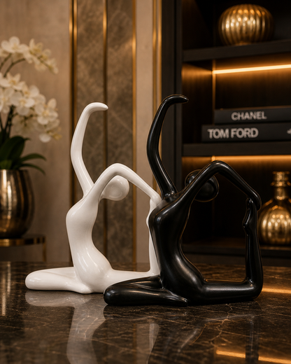 Modern White or Black Abstract Yoga Sculpture