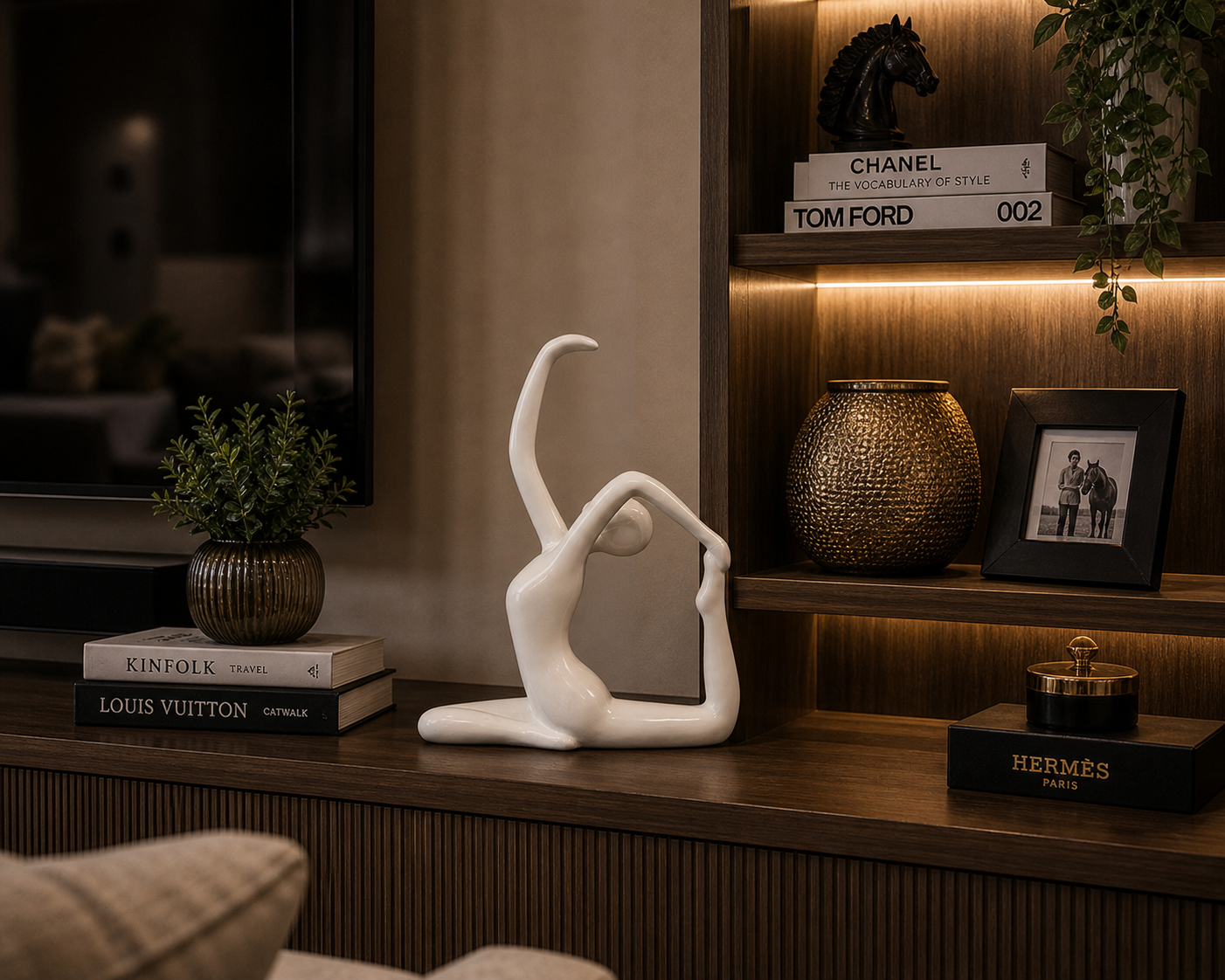 Modern White or Black Abstract Yoga Sculpture