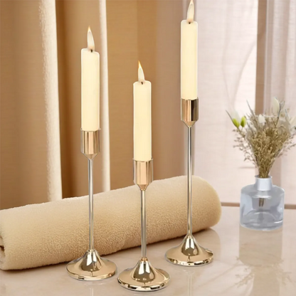 Set Of 3 Vintage Brass Candlestick Holder