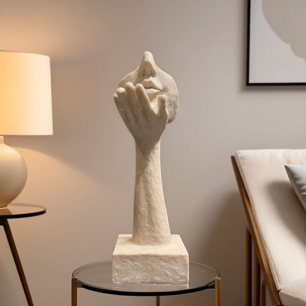 Beautiful Face-In-Hand Sculpture