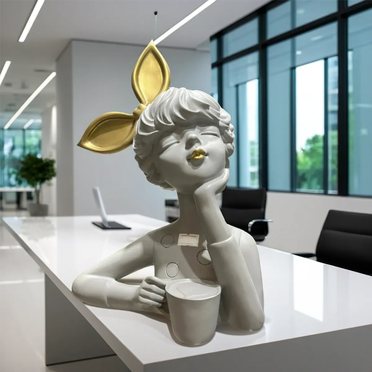 Stunning Girl Statue Holding a Cup